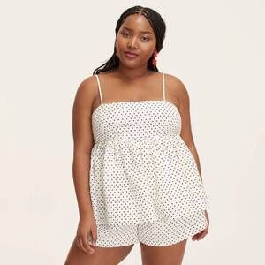 New! Kate Spade x Target Extra Small Polka Dot Linen Baby Doll Tank Top White XS